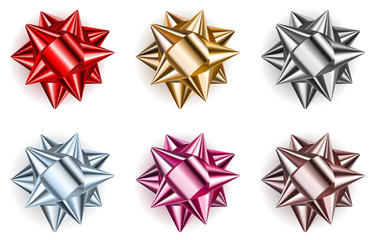 Obraz premium Set of big bows made of shiny ribbons