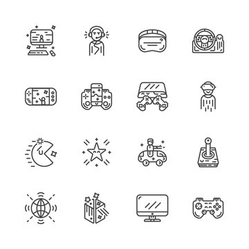 video game controller or gamepad line art icon for apps and websites