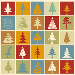 Obraz premium Christmas tree icon set. Flat design. Monochrome version