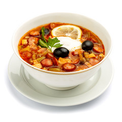 Solyanka - Russian traditional meat soup