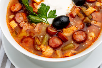 Solyanka - Russian traditional meat soup