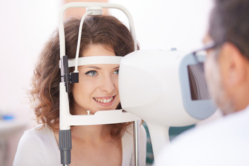 young woman take care of her eyes