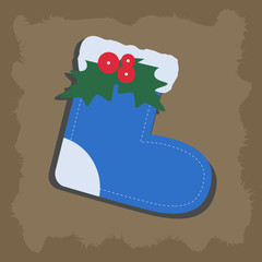 Christmas blue sock. Pattern to decorate Christmas tree or home