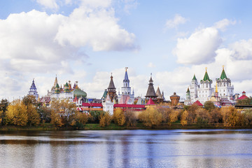 Fairytale russian castle near a lake in autumn. - Powered by Adobe