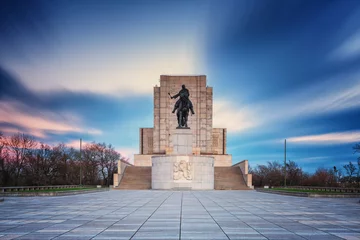 Foto op Plexiglas View of the National Memorial on the Vatkov Hill at dawn © tichr