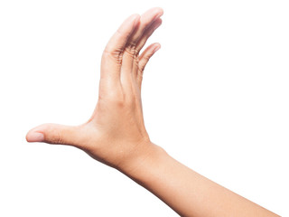 empty female hand on white background.