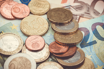 Scheine und Münzen Euro Währung