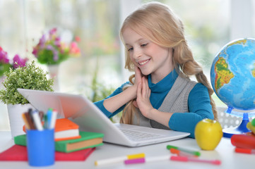 Cute  student girl at class