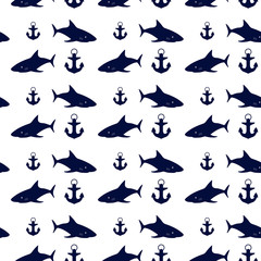 Nautical seamless background, vector illustration.