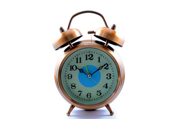 Retro alarm clock isolated on white background