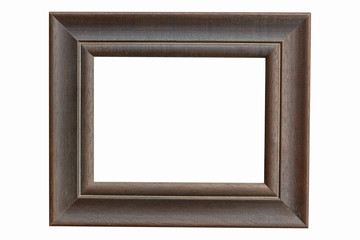 Fototapeta premium Wood picture frame blank on white background isolated.