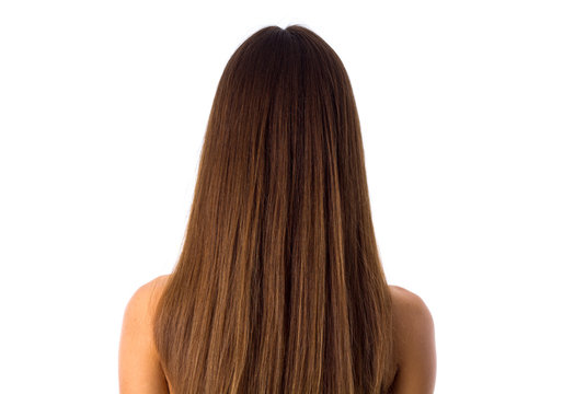 Woman's long straight chestnut hair 