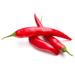 red chili or chilli cayenne pepper isolated on white  background