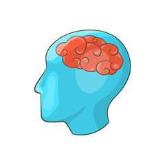 Human brain icon. Cartoon illustration of brain vector icon for web design