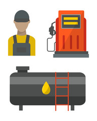 Gas oil station vector set.