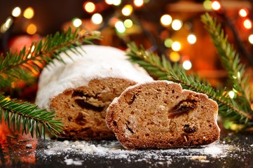Stollen christmas cake slice
