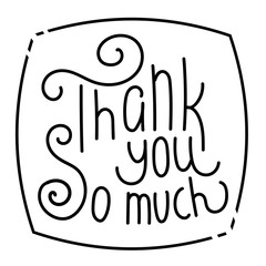 Thank you handwritten vector illustration, dark brush pen lettering