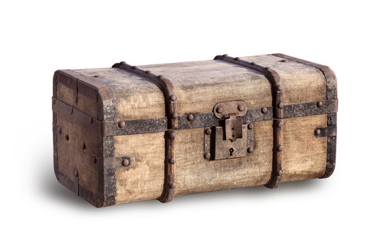 Old, Worn And Dirty Steamer Trunk