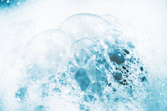 White-blue lather large bubbles