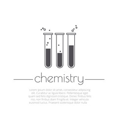 Vector illustration of flasks. Chemistry - inscription . Science and educational concept