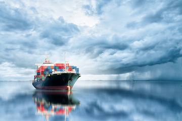 Logistics and transportation of International Container Cargo ship in the ocean, Freight...