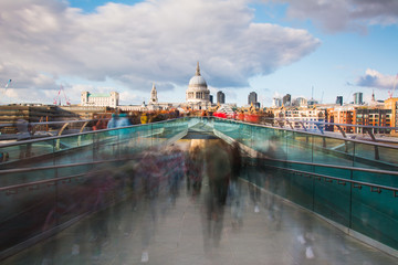 Fototapeta na wymiar Millennium Bridge and St Pauls Cathedral in London,UK