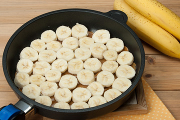 Traditional Homemade Banana Caramel Pie. French Tart Tatin. Cook