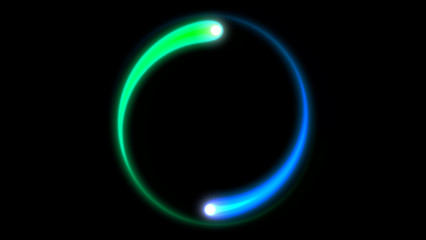4k Loading circle -blue and green lines on black