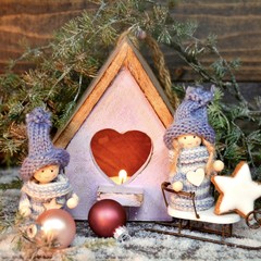 Weihnachtskarte - kleine Elfen - Fest der Liebe