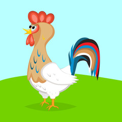 Rooster cute cock vector animal.