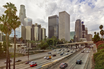 Downtown Los Angeles during the morning commute