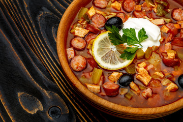 Solyanka - Russian traditional meat soup