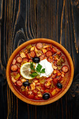 Solyanka - Russian traditional meat soup