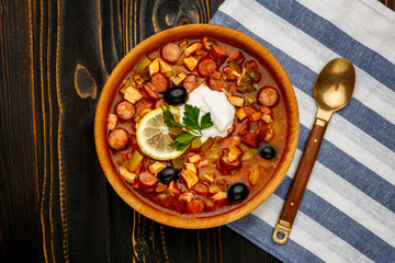 Solyanka - Russian traditional meat soup