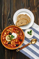 Solyanka - Russian traditional meat soup