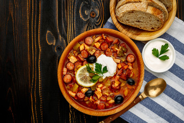 Solyanka - Russian traditional meat soup