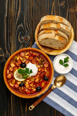 Solyanka - Russian traditional meat soup