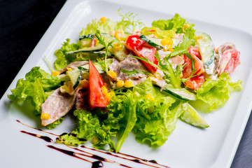 salad with meat and vegetables
