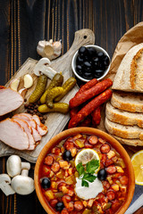 Solyanka - Russian traditional meat soup