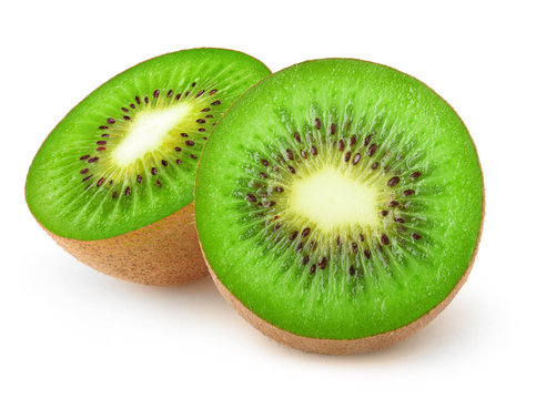 Isolated kiwi fruit cut in halves