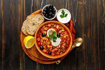 Solyanka - Russian traditional meat soup
