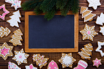 Christmas frame with cookies