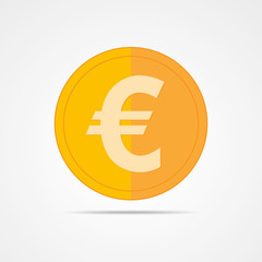 Gold euro icon. Vector illustration.