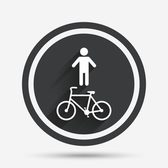 Bicycle and pedestrian trail icon. Cycle path.