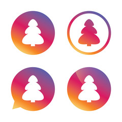 Christmas tree sign icon. Holidays button.