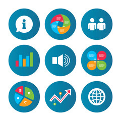 Information sign and group. Communication icons.