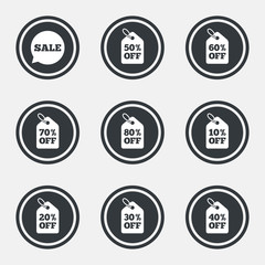 Sale discounts icons. Special offer signs.