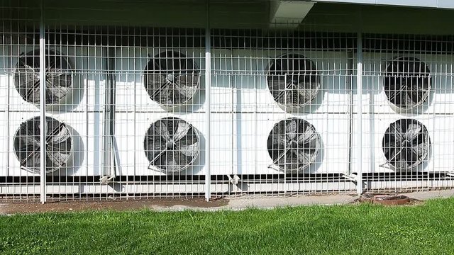 Many large air conditioners