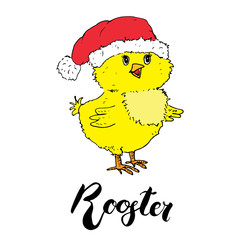 Cute hand drawn chicken, symbol of Chinese new year 2017 vector illustration.