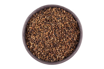 Decorticated cardamom seeds in a bowl